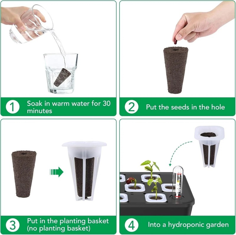 Grow Sponge Hydroponics Replacement Seed Starter Pods Plug Root Growth Kit gallery