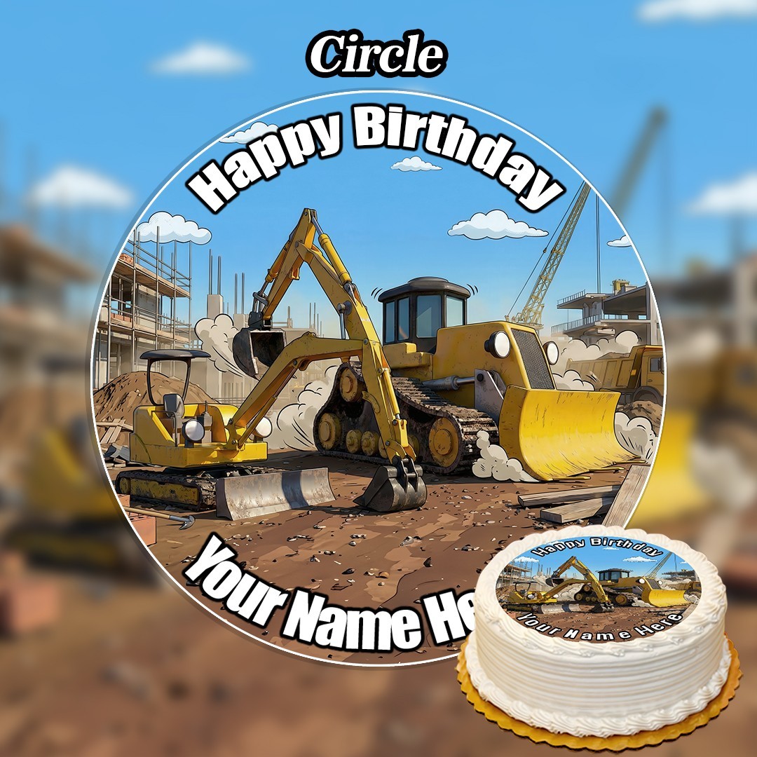 Edible Construction trucks Diggers Cake Topper gallery
