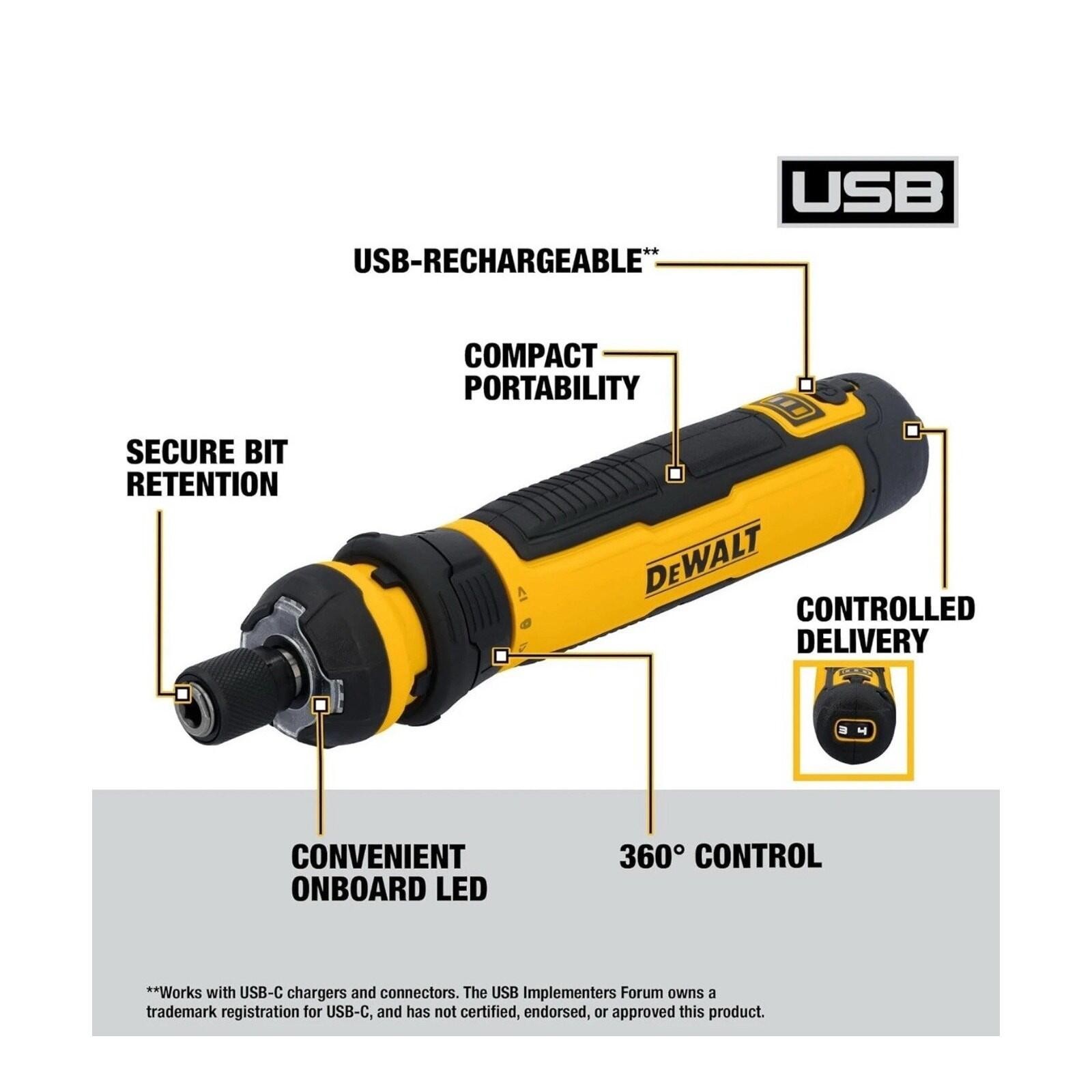 DEWALT Cordless Screwdriver USB Rechargeable with FLEXDRIVE Control (DWHT66719) gallery