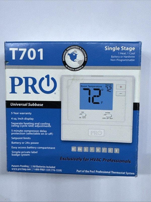 T701 - Pro1 IAQ Single Stage Non-Programmable Thermostat gallery