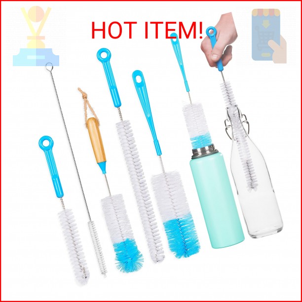 Turbo Microfiber Bottle Brush Cleaner Pack - Set of 5 Bottle Brushes for Cleanin gallery