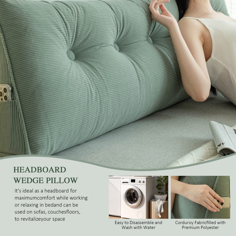 Soft Couch Bed Back Cushion Ergonomic Triangular Headboard Pillow for Relaxing gallery