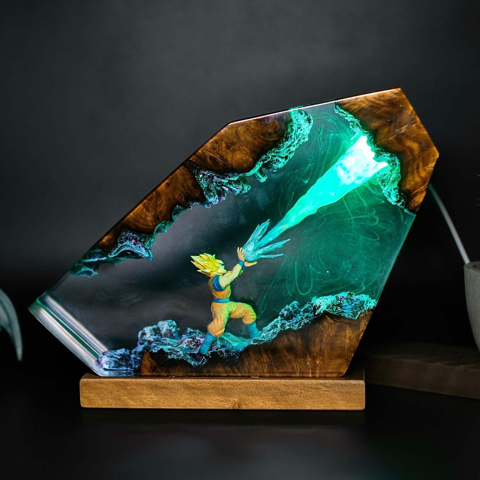 Multicoloured Goku Epoxy Resin LED Night Light Dragon Ball Inspired Statue Lamp gallery
