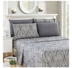 Deep Pocket 6 Piece Bed Sheet Set 1800 Count Microfiber Comfort Paisley Sheet