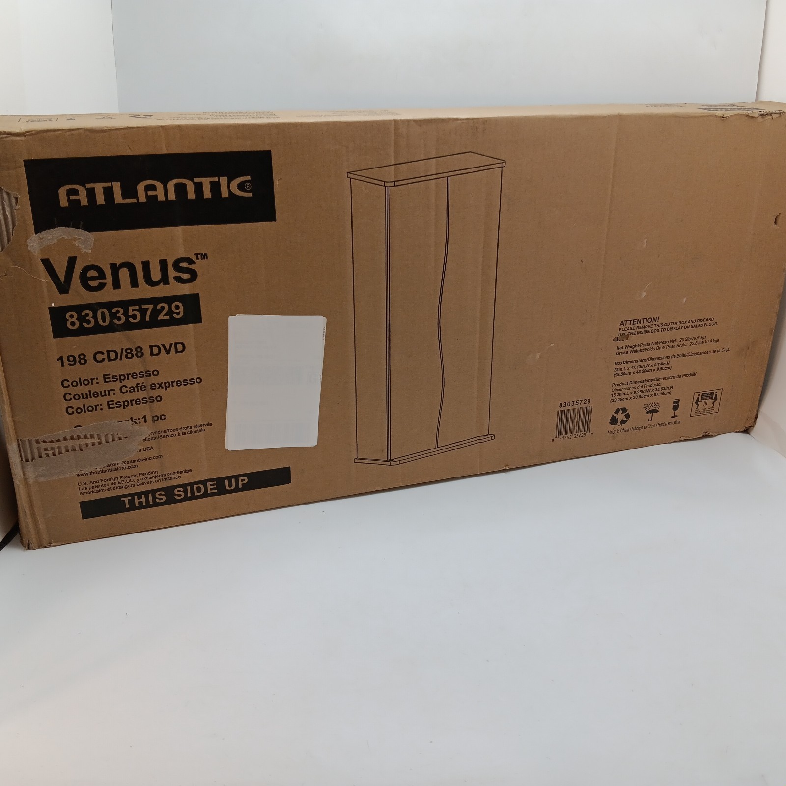 Atlantic Venus 198CD/88DVD Espresso Multimedia Storage Rack New in open Box gallery