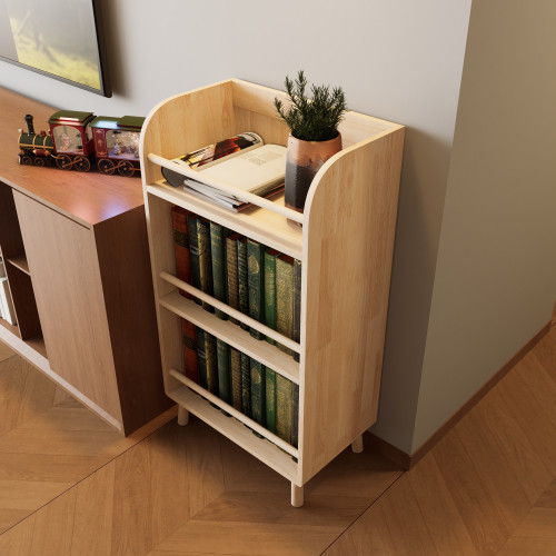 Pine Solid Wood Bookshelf 19.69"W×36.61"H Modern Farmhouse Shelf for Living Room gallery