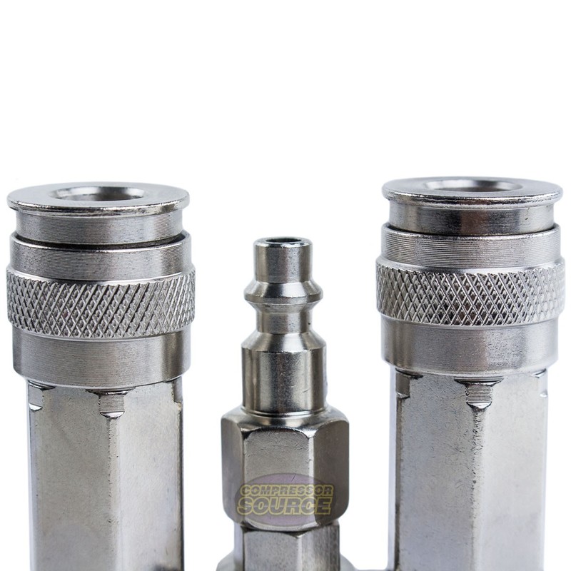 Two Way Air Hose Compressor Swivel Splitter 1/4" NPT 360 Degrees Connector gallery