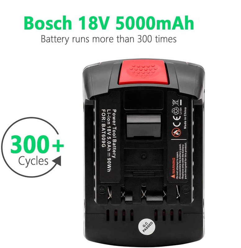 2PACK 18V Battery For Bosch 18 VOLT 5.0AH Li-ion BAT609 BAT610G BAT618 24618-01 gallery