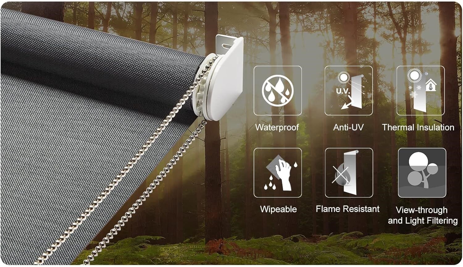 Custom Black Solar Mesh Roller Shade Window Blinds- Manual or Smart Motorization gallery
