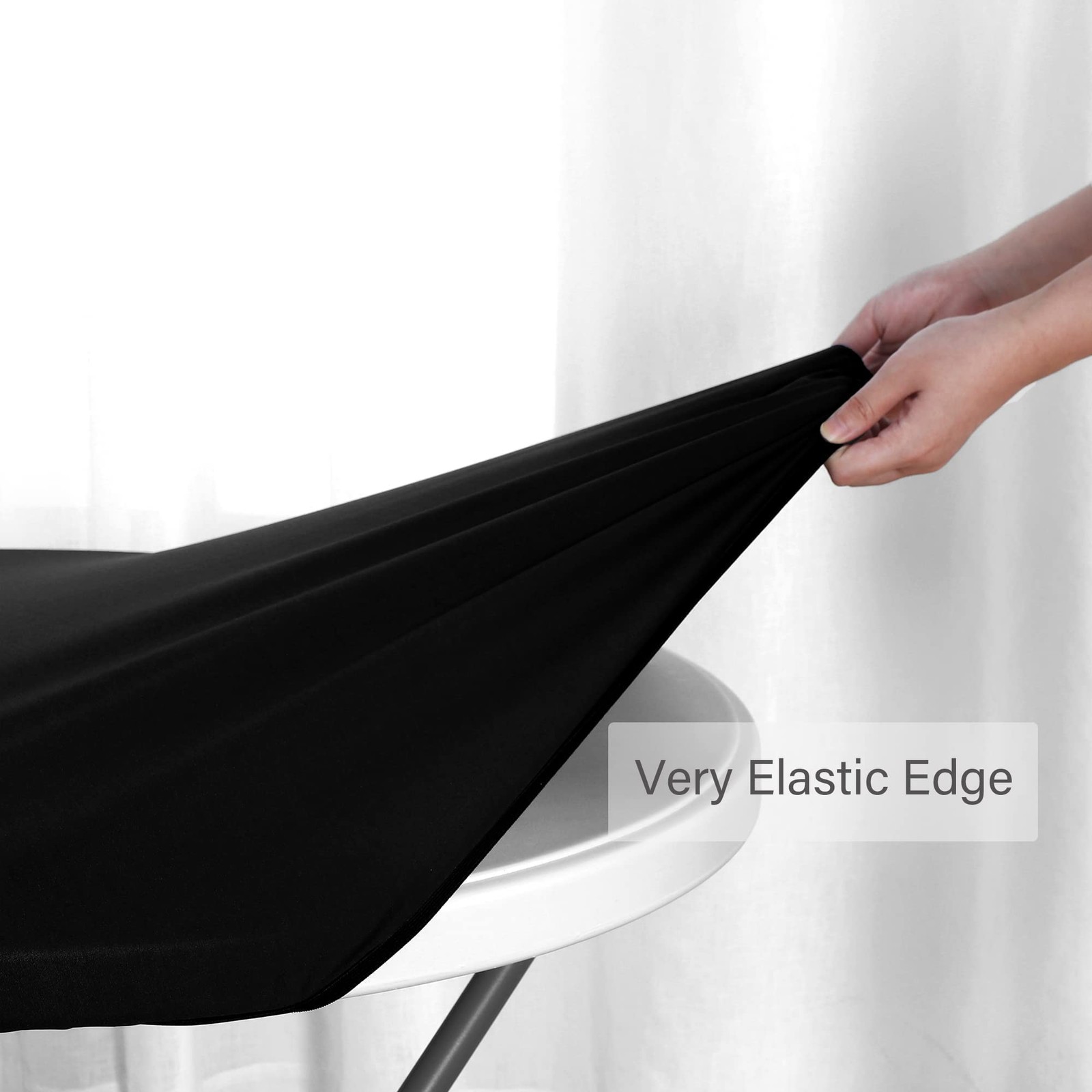 Fitted Round Table Cloth, Reversible Waterproof Stain Resistant Elastic Stretch gallery