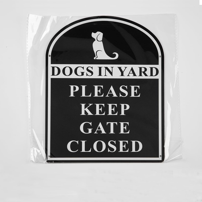 2 Pack Please Close The Gate Metal Sign - Dogs In Yard - Brushed Aluminium Du... gallery