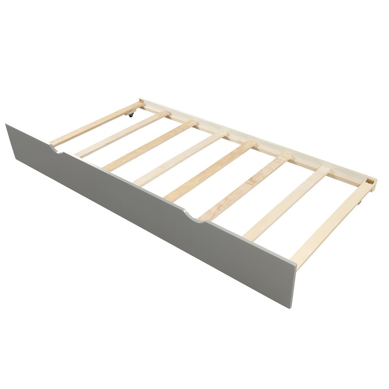 Platform Bed with Twin Size Trundle, Twin Size Frame, Gray gallery