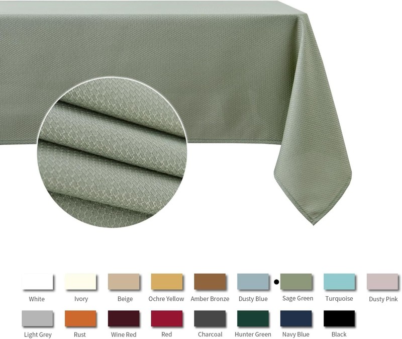 maxmill Rectangle Tablecloth 52x70" Textured Waterproof Spillproof Wrinkle-Free gallery