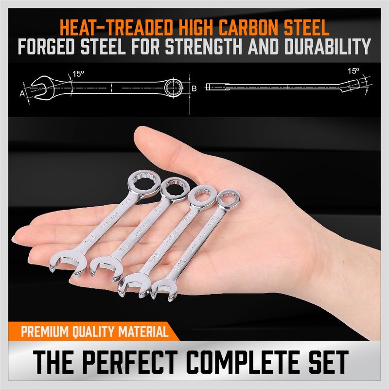 22PCS Combination Wrench Set Ignition Spanner Steel Tools Metric SAE Mini Small gallery