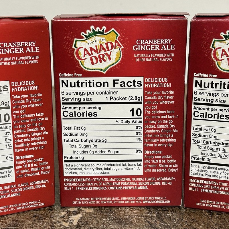 Canada Dry Cranberry Ginger Ale Powdered Drink Mix Sugar Free 18 Packets Total gallery