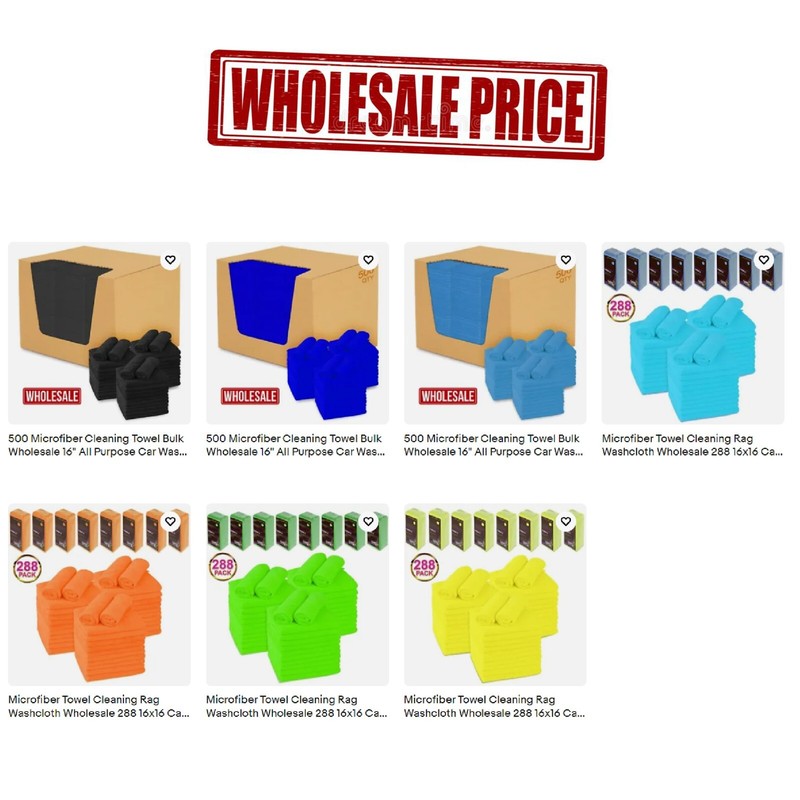 Bulk 16"x16" All Purpose Microfiber Towel Wholesale Case Quantity 500 Count lot gallery