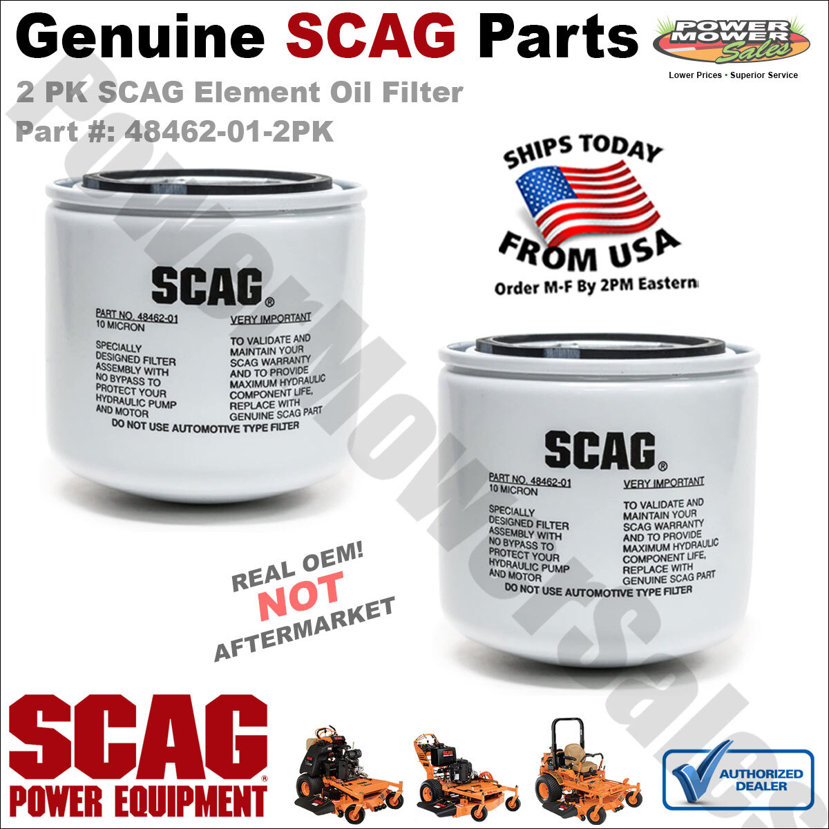 2 Pack SCAG Element Oil Filter for Walk Behind Lawn Mowers / STC48A / 48462-01 gallery