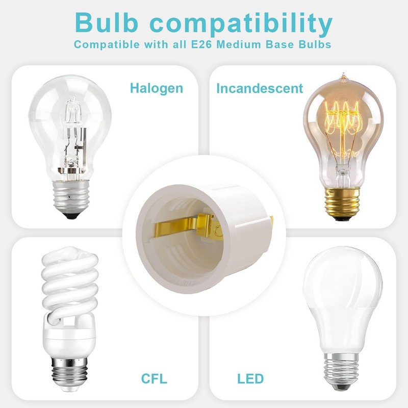 2 Pack Outlet to Socket Adapter, Convert Outlet to E26 Light Bulb Socket Plug-in gallery