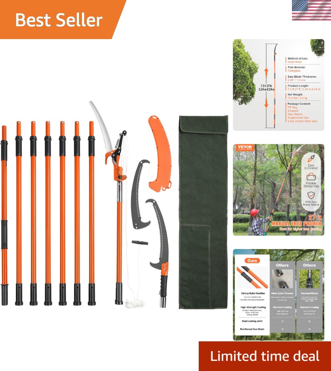 Extendable 27 ft Branch Trimmer - Lightweight Design & Safety Features Included gallery