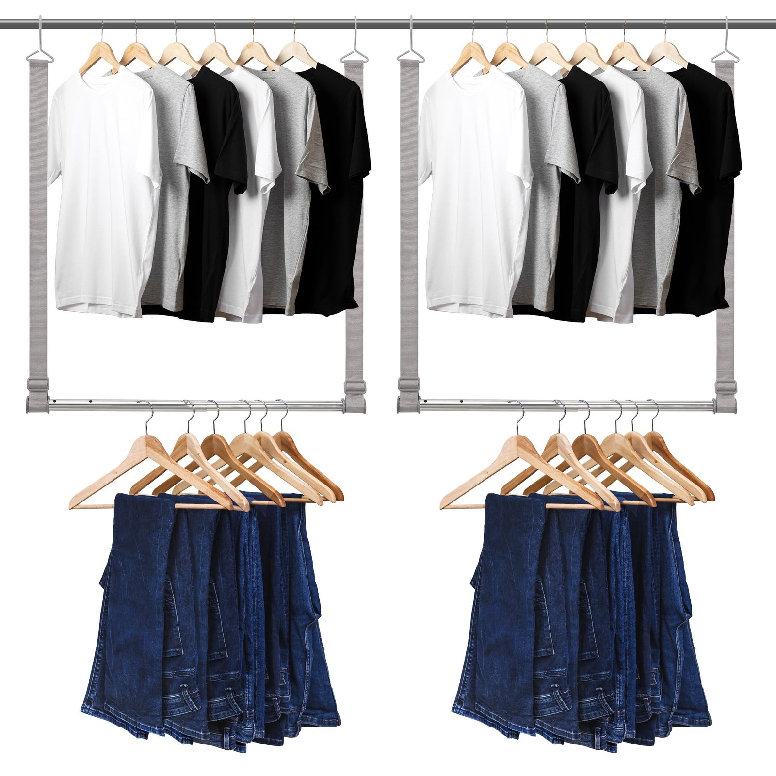 STORAGEIDEAS Hanging Closet Rod, 17-28In Width and Up to 32In Height Closet E... gallery