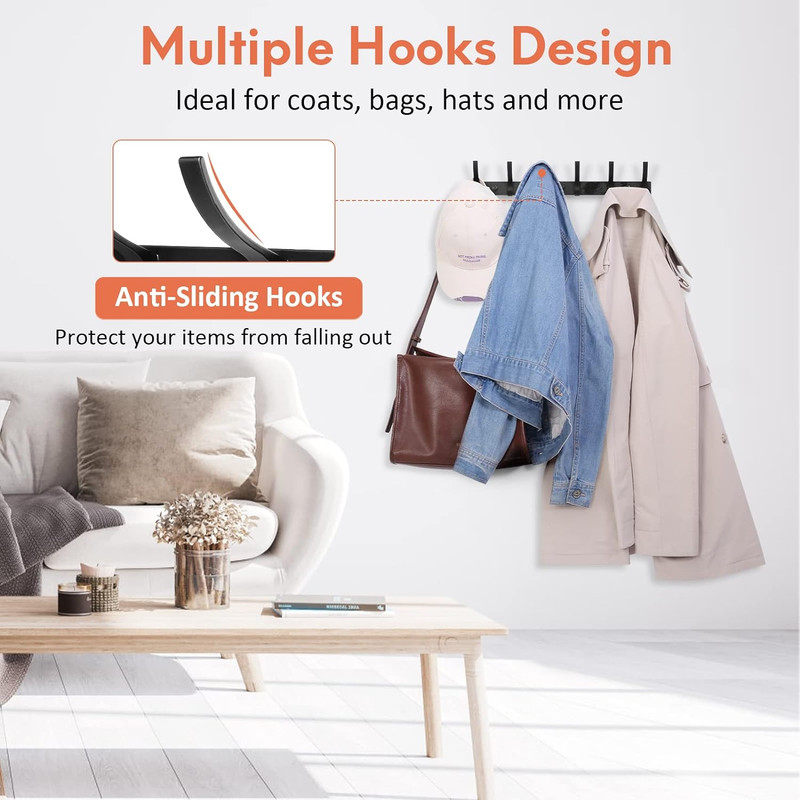 2 Pack Coat Rack Wall Mount, Coat Hooks Wall Mount, Wall Hooks for Hanging, Hat gallery