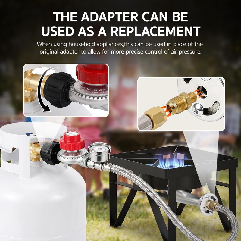 0-30 PSI Propane Regulator Kit with Hose, Gauge and Brass Adapter #5FT 3/8"x1/8" gallery