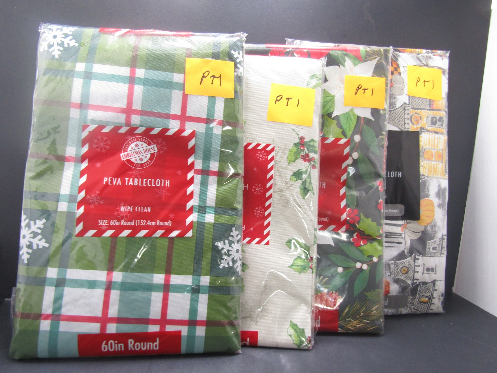 (4) Peva Tablecloths 60" Round 152cm Round Wipe Clean New in Original Bags gallery