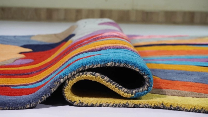 Multicolor Abstract Leaf Irregular Area Rug - Hand Tufted 6x9 |8x10 multicolor gallery