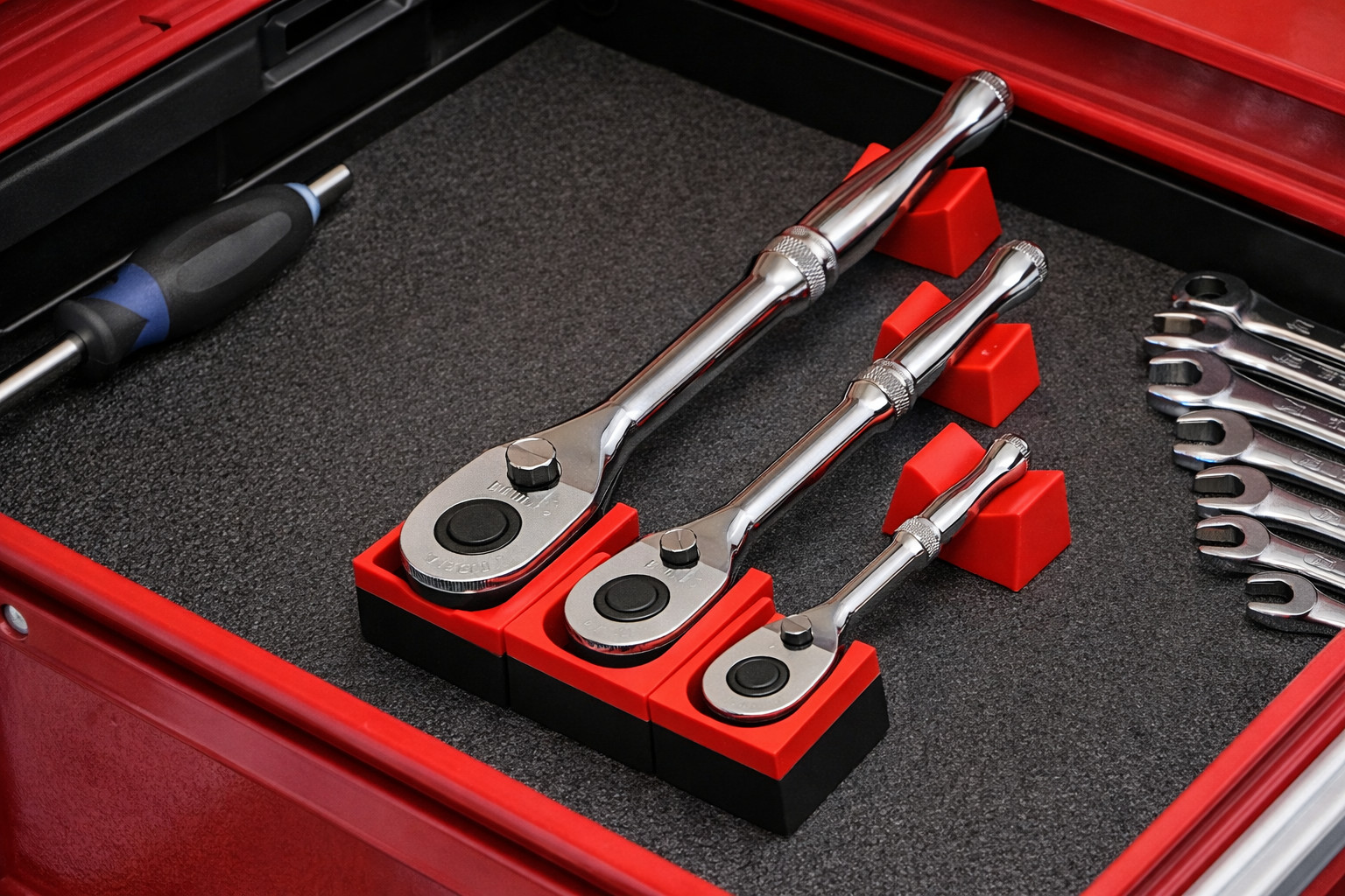 Modular Ratchet Organizer Kit Set with Strong Magnet – 3-Piece (1/4”, 3/8”, 1/2” gallery