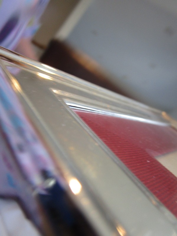 Pottery Barn silver red grosgrain frame 9 1/2 X 7 1/2" New w marks see #1 gallery