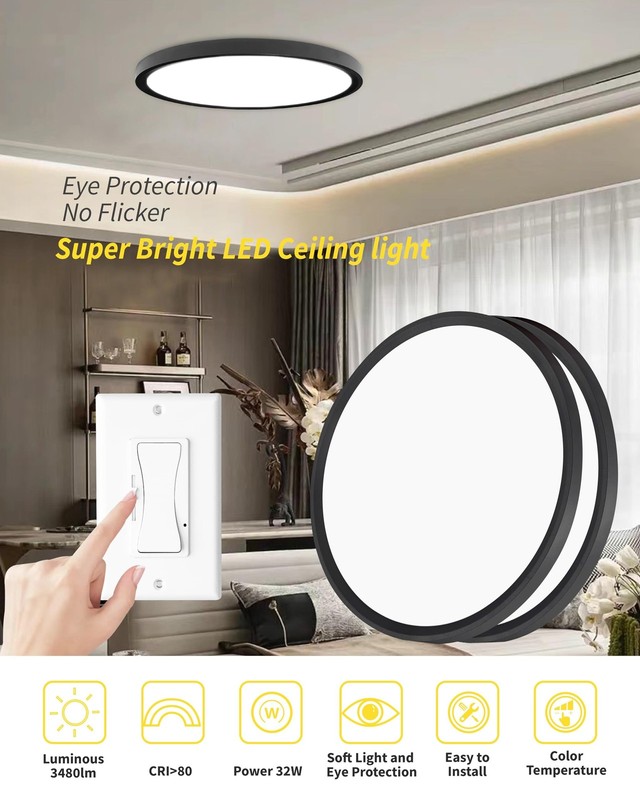 1Pack 16 Inch Dimmable LED Flush Mount Ceiling Light Panel,32W 3480LM,3000K/4... gallery