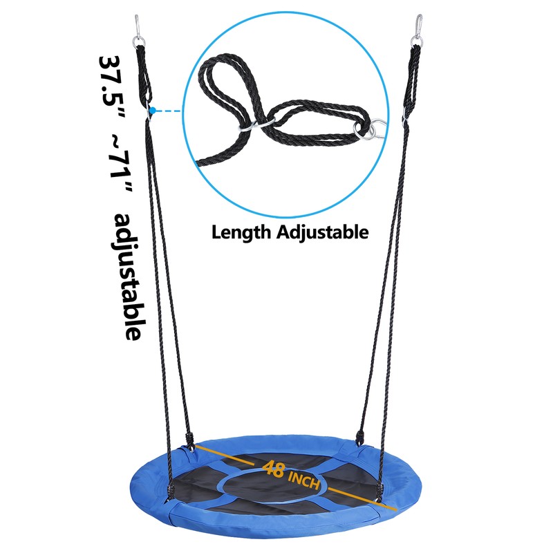 48" Blue Saucer Tree Swing Set 800lb Weight Capacity Waterproof for Kids Adults gallery