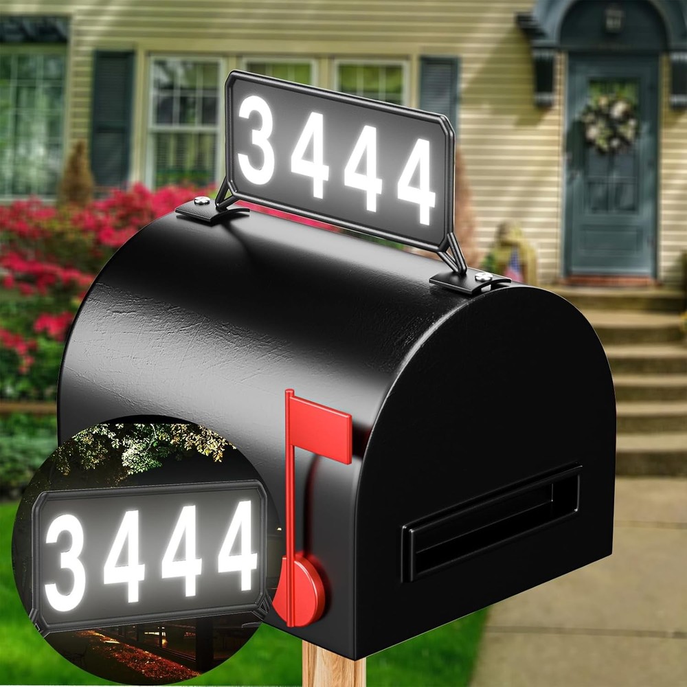 Metal Mailbox Address Plaques - Reflective House Number Plaque for Outside, Doub
