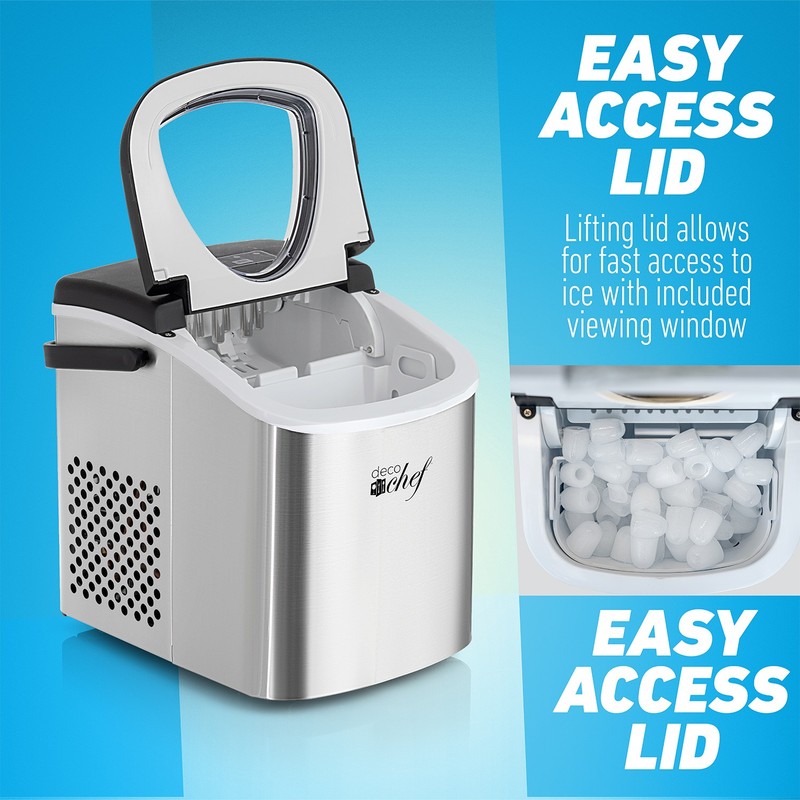 Deco Chef Compact Countertop Ice Maker 26LBs/24HRs 9 Cubes/6 MIN Stainless Steel gallery