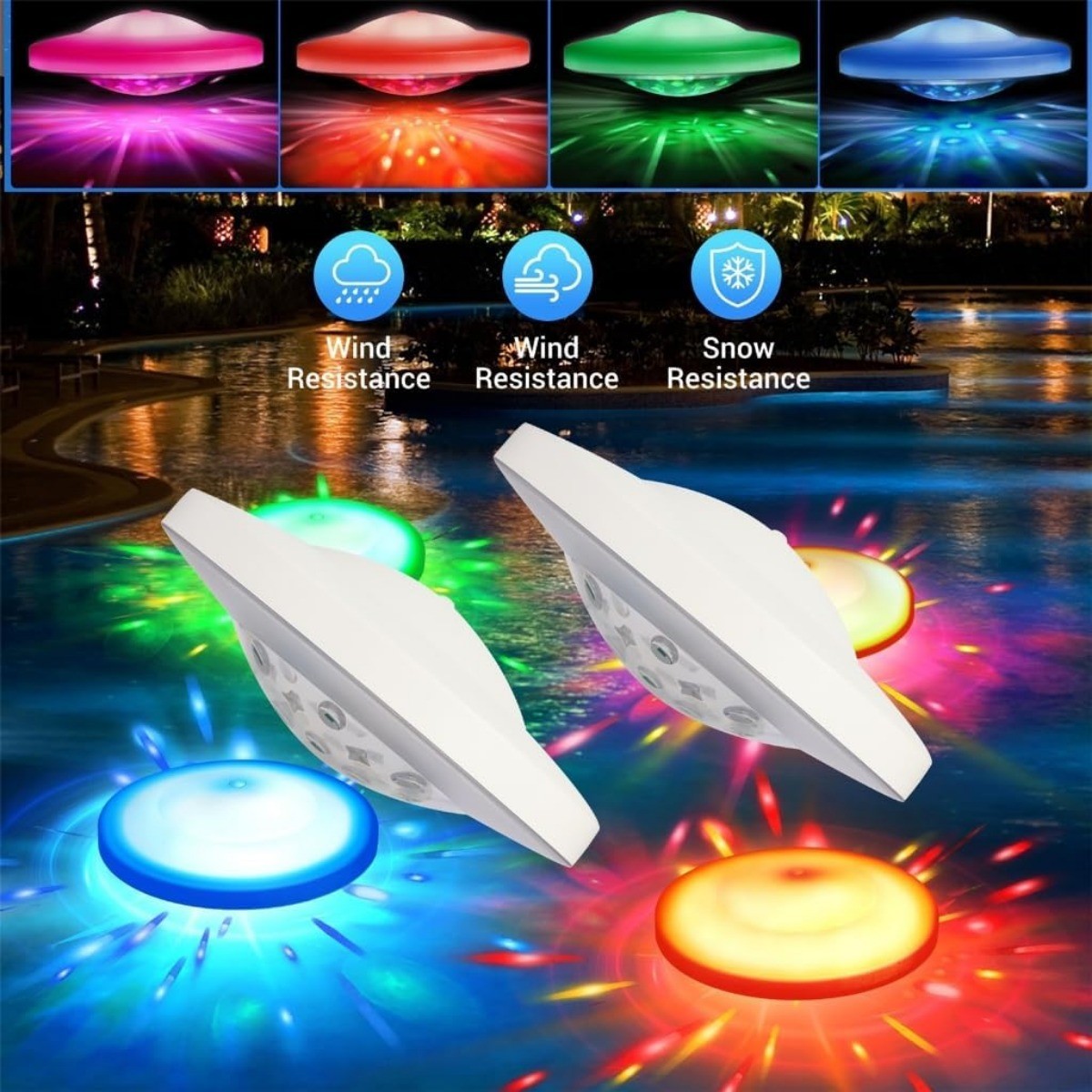 2 Pack Floating LED Pool Light 7 Color Waterproof for Inground/Above Ground Pool gallery