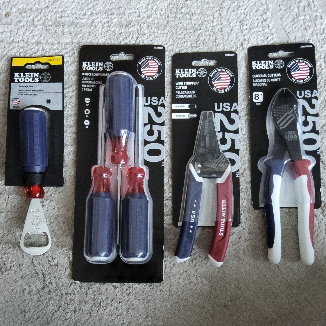 Klein Tools USA 250th Mixed Tool Set Screwdrivers, Stripper/Cutter + Opener gallery