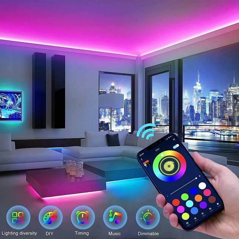 New LED Strip Lights 100ft Music Sync 5050 RGB Room Light with Remote gallery