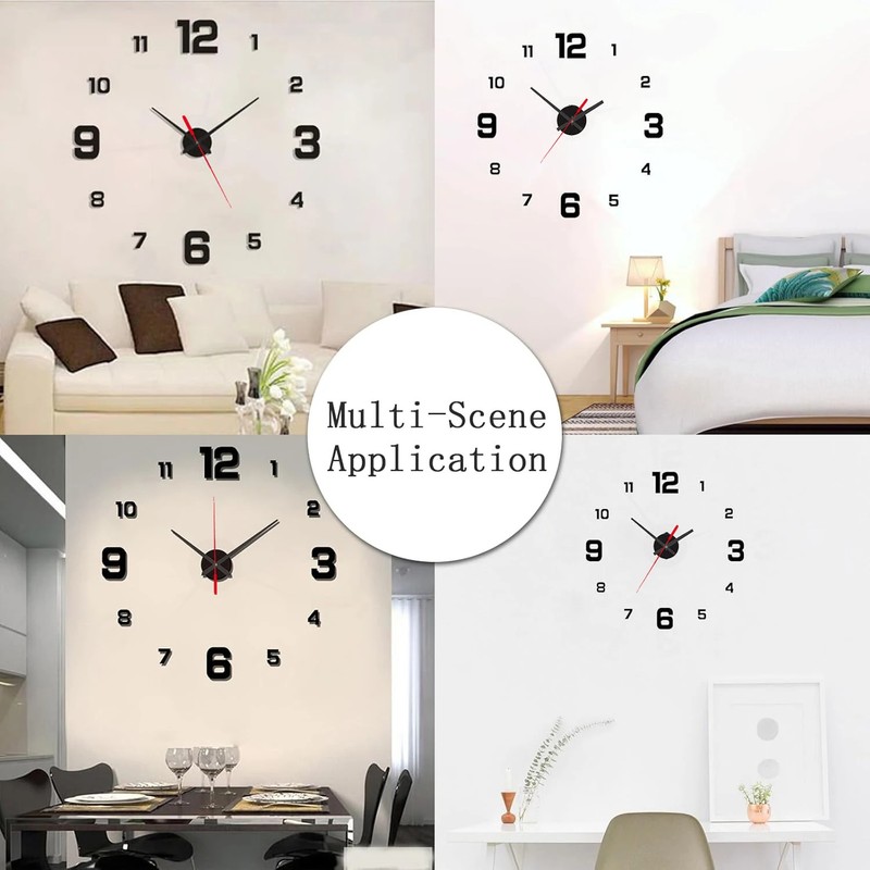 3D Frameless DIY Wall Clock Sticker Acrylic Silent Decor for Living Room gallery