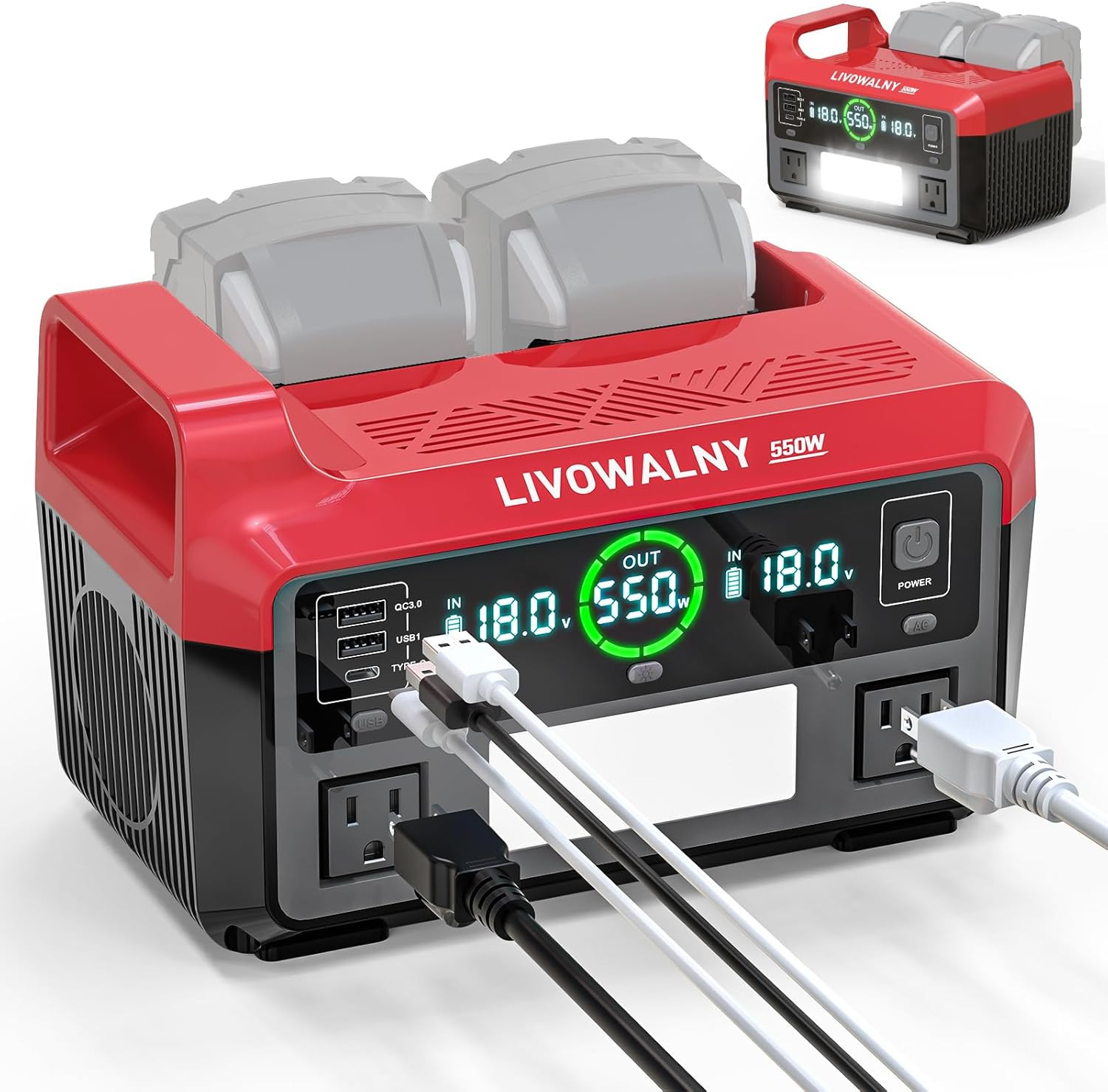 550W Power Station Compatible with Milwaukee: Portable Generator DC 18V to AC 1 gallery