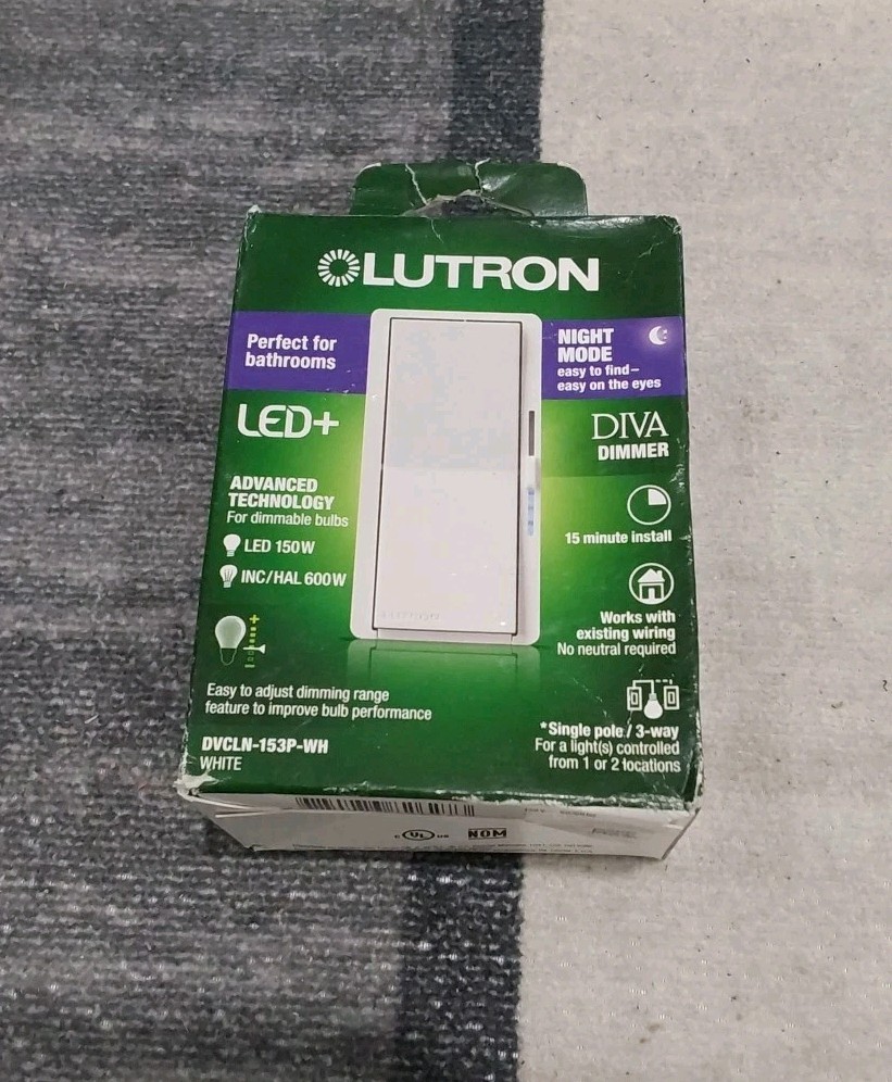 Lutron Diva LED+ Dimmer Switch with NIGHT MODE DVCLN-153P-WH, 150-Watt/Single H2 gallery