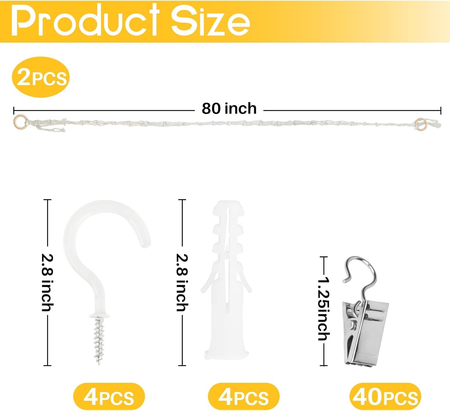 2PCS Hanging Stuffed Animal Storage Chain Organizer 80” with 40 Clips Wall Decor gallery