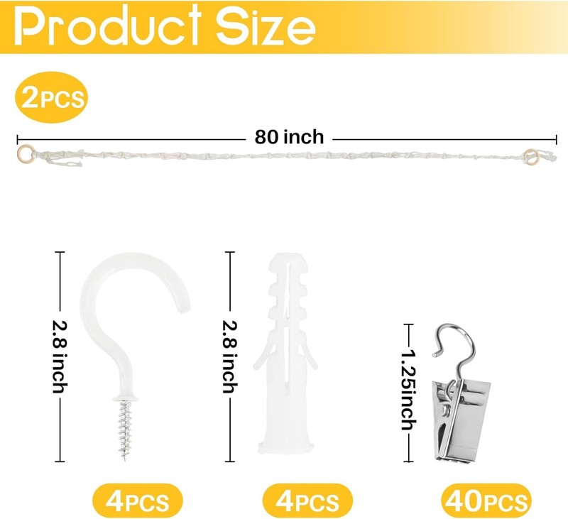 2PCS Hanging Stuffed Animal Storage Chain Organizer 80” with 40 Clips Wall Decor gallery