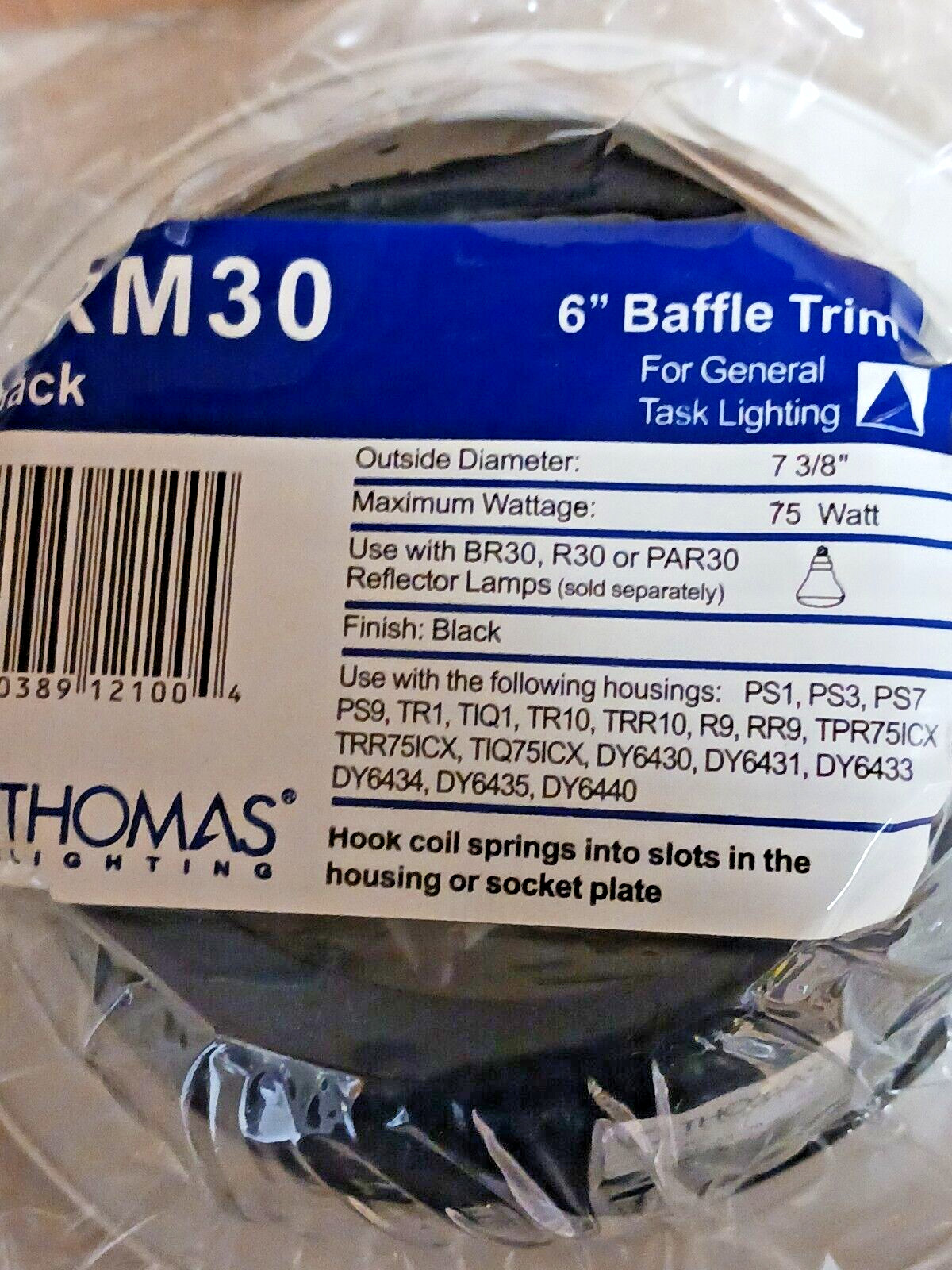 THOMAS LIGHTING TRM30 6" BLACK BAFFLE TRIM (SOLD BY THE CARTON OF 8 TRIMS) gallery
