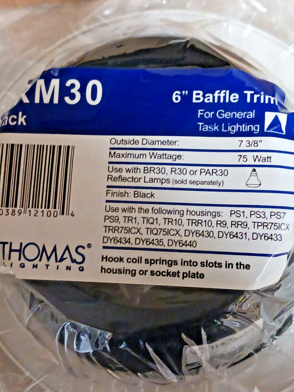 THOMAS LIGHTING TRM30 6" BLACK BAFFLE TRIM (SOLD BY THE CARTON OF 8 TRIMS) gallery