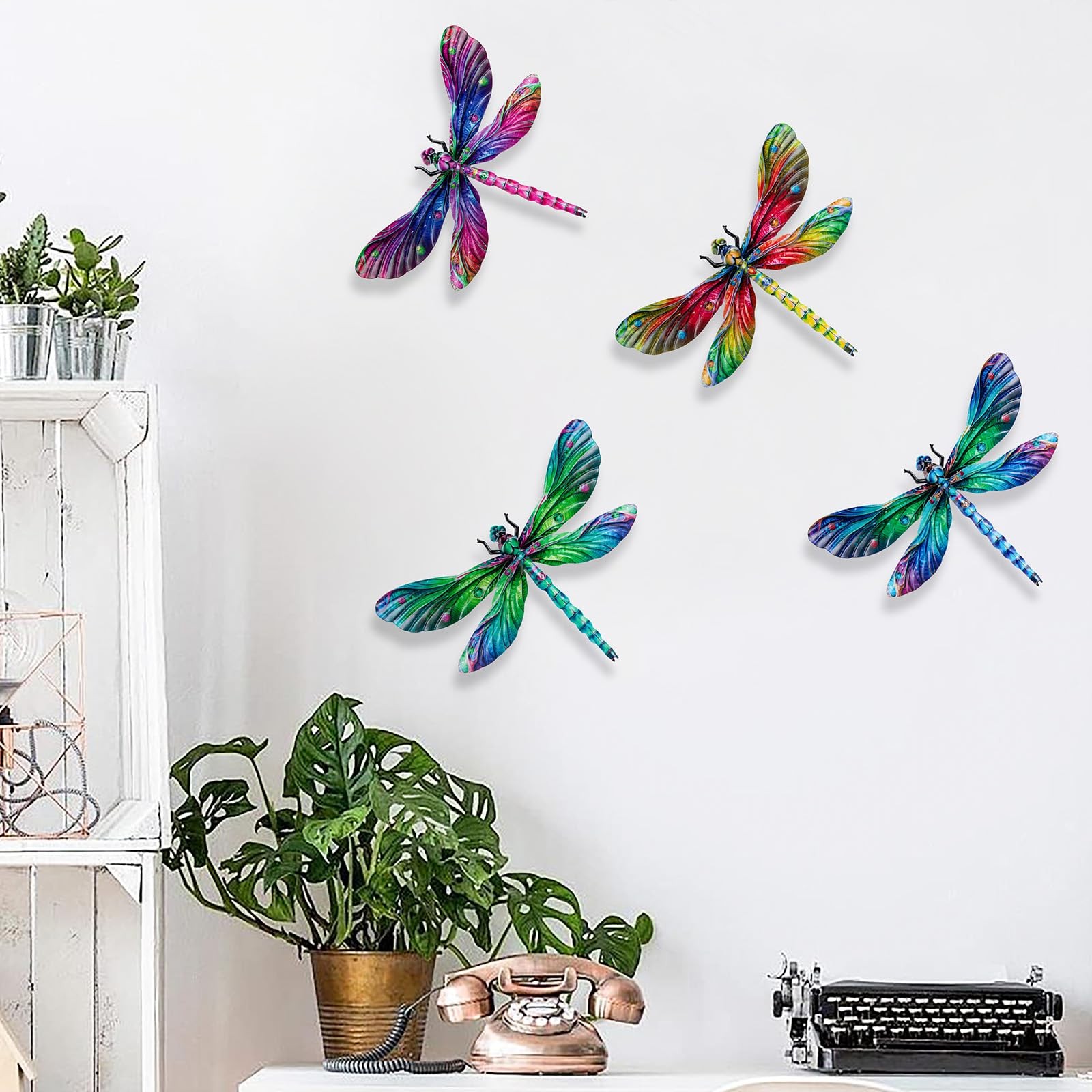 Metal Dragonfly Wall Decor, 9 Inches Dragonfly Outdoor Wall Art for Fence Garden gallery