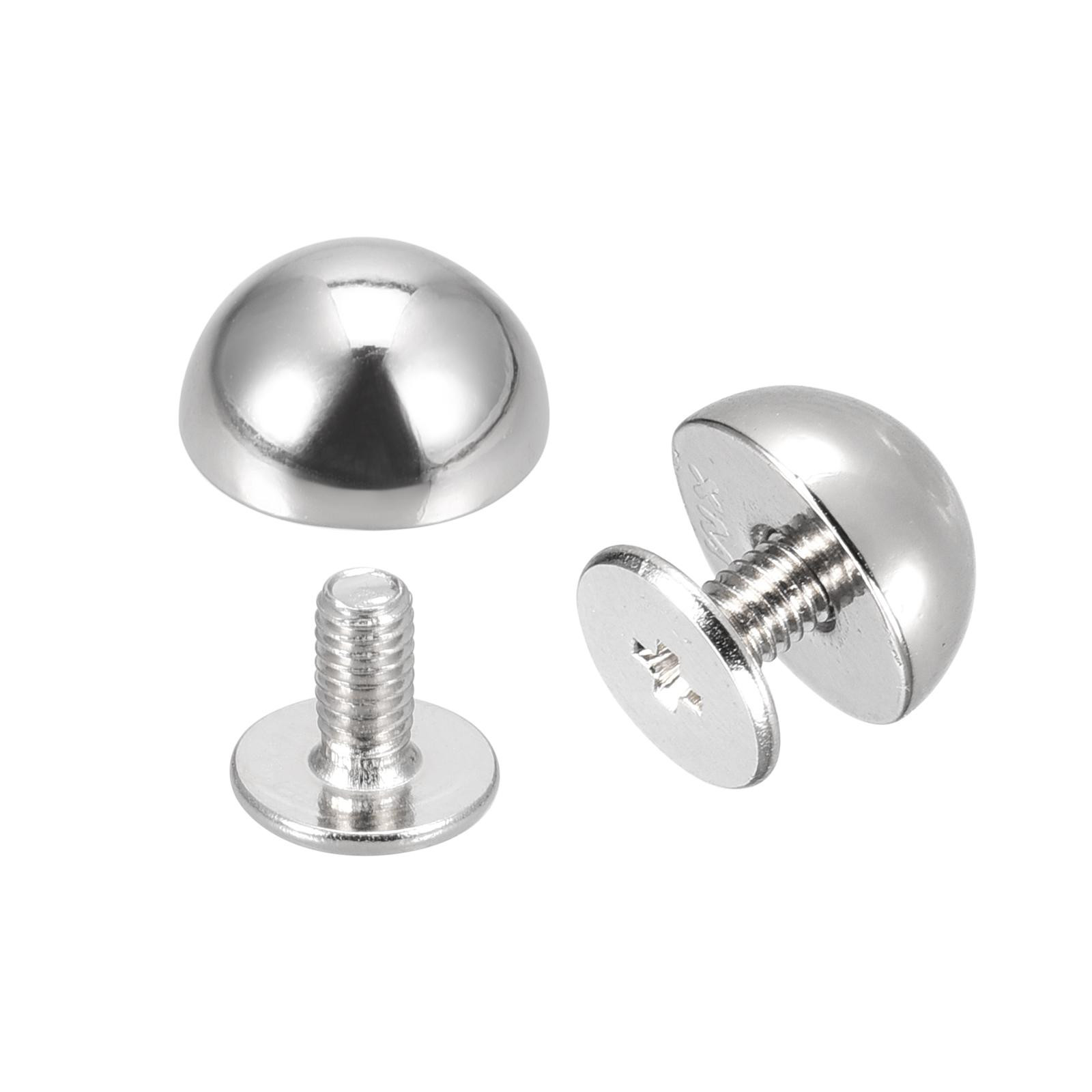 20 Sets 10x6mm Screw Back Rivets Solid Round Head Leather Studs Silver gallery