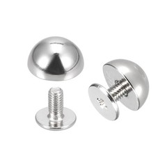 20 Sets 10x6mm Screw Back Rivets Solid Round Head Leather Studs Silver