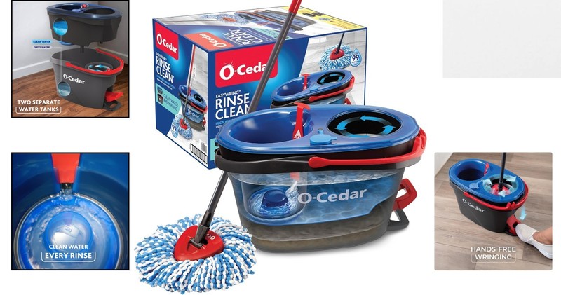 O-Cedar RinseClean Spin Mop & Bucket System | Clean with Clean Water | Remove... gallery