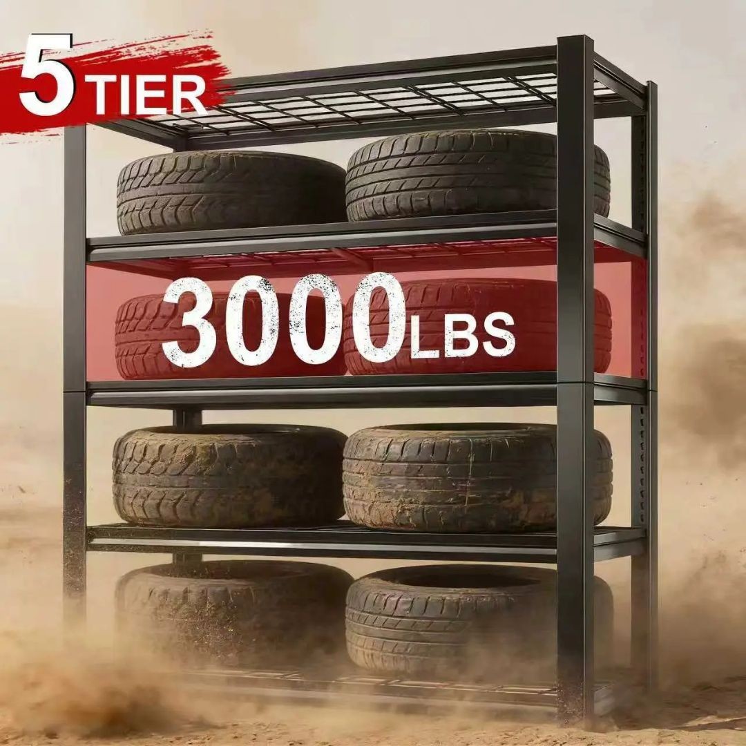 72" Adjustable Double Heavy Duty Metal Layer Column Garage Shelving Rack 3000lbs gallery