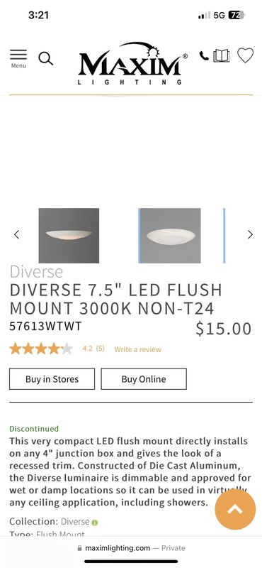 Maxim Lighting Diverse 1 Light Flush Mount, 3000K, White - 57643WTWT gallery